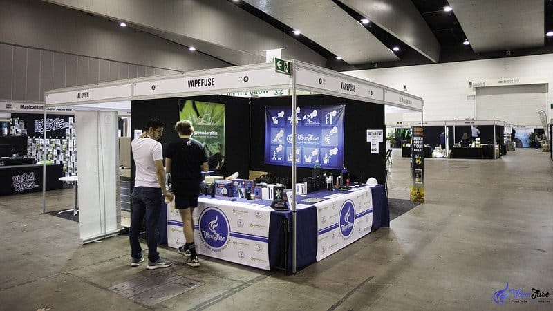 Setting up the VapeFuse Booth at the HHI Expo Melbourne, Australia