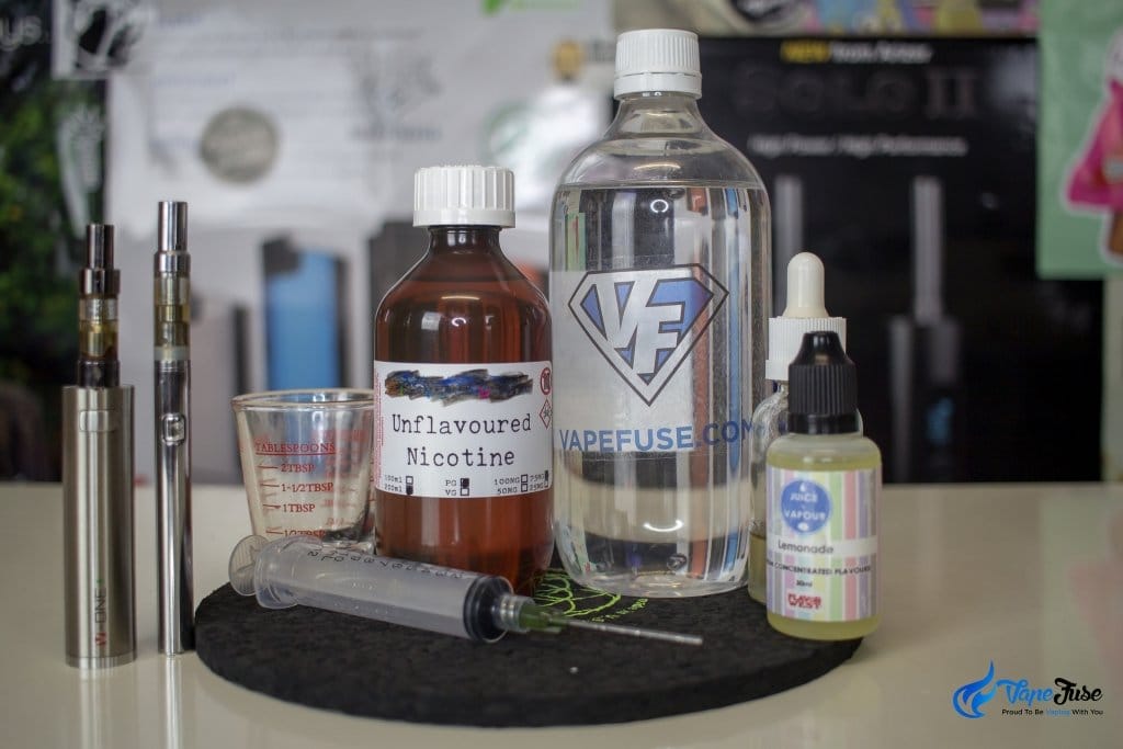 All you need to mix your own nicotine-rich e-Liquid