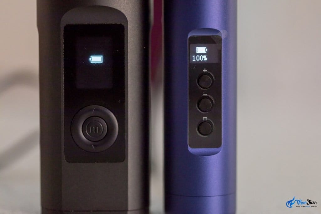 Arizer Solo II and Air II showing battery level