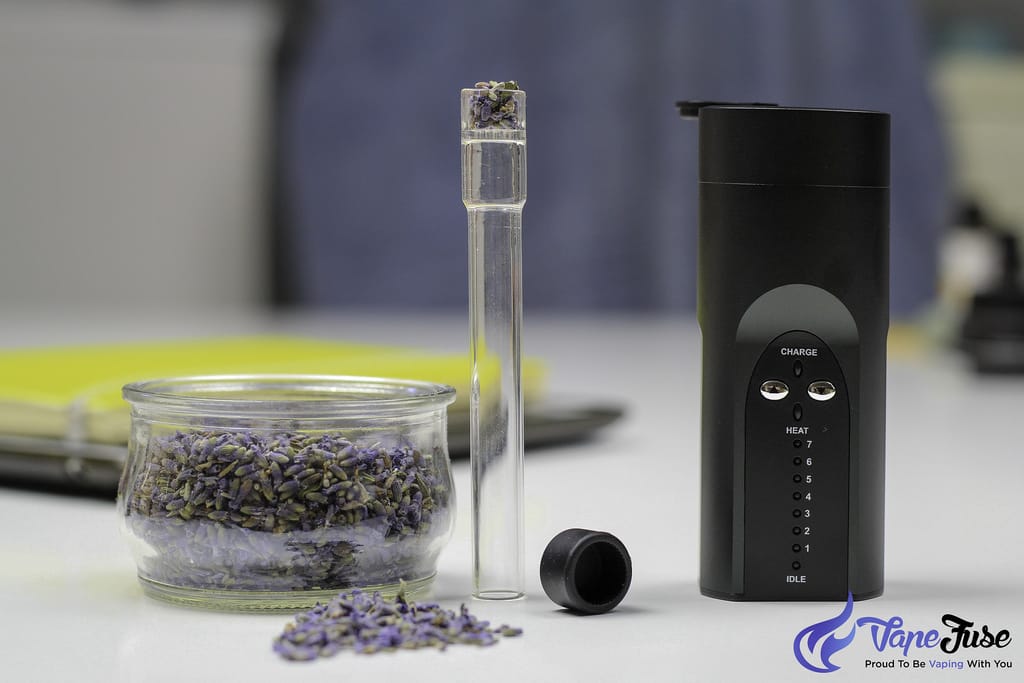 Arizer Solo portable vaporizer with packed Glass Aroma Tube