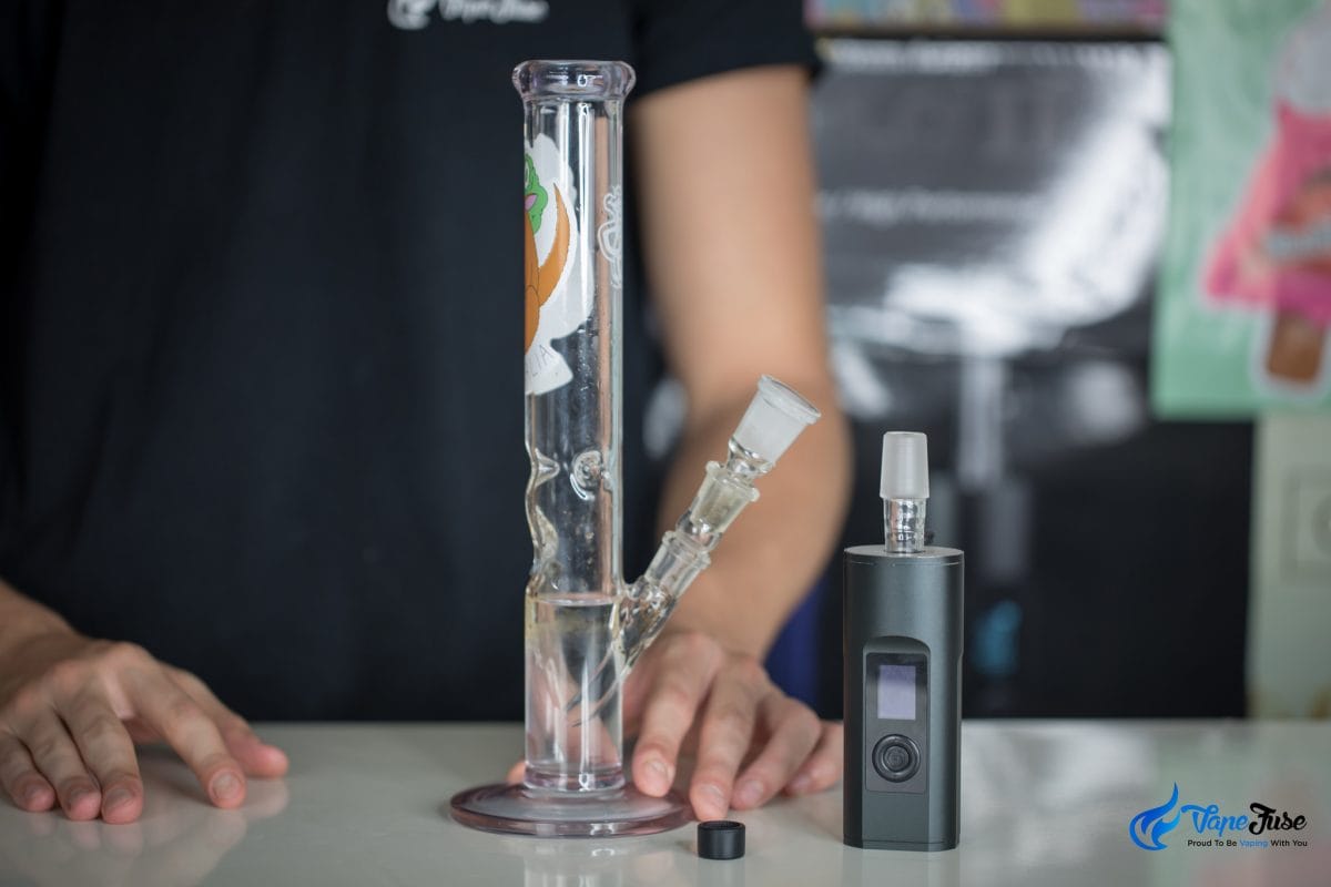 Arizer frosted glass aromatube in use